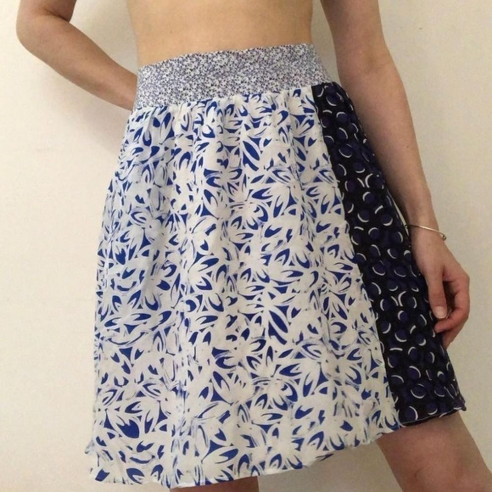 Maeve Carrizo Silk Skirt Sz XS Mini feminine luxury color block